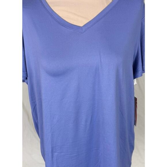 Hanes Large Cloud Knit Blue Comfort Sleep V Neck Short Sleeve Top NEW NWT - Picture 2 of 10